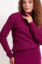 Blusa Clareslan Feminino Tricô Gola Alta Tranças