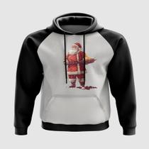 Blusa com Capuz Papai Noel Fazendo Churrasco Natal