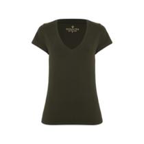 Blusa com decote em v verde militar - dudalina