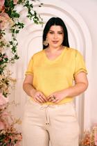 Blusa Com Entremeio Amarelo Feminino