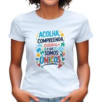 Blusa com Estampa Símbolo do Autismo camiseta babylook atípica mãe laço autista frases inclusão Blusa com Estampa Símbolo do Autismo camiseta babylook atípica mãe laço autista frases inclusão