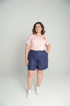 Blusa Com Flor De Aplicação Salmão Blusa Com Flor De Aplicação Salmão