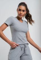 Blusa Comfy Básica Manga Curta Malha Canelada Mescla Salvatore Fashion