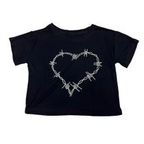 Blusa Coração Emo E Girl Blusinha Camiseta Cropped Feminino Baby Look Sf529