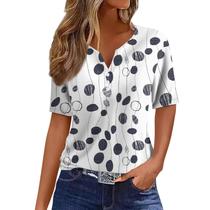 Blusa COTECRAM FA Navy para mulheres de manga curta casual pequena Blusa COTECRAM FA Navy para mulheres de manga curta casual pequena