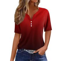 Blusa COTECRAM Summer 2024 para mulheres plus size com decote em V Wine