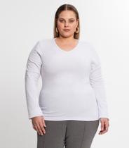 Blusa Cotton Básica Plus Size Feminina Kohmar Branco