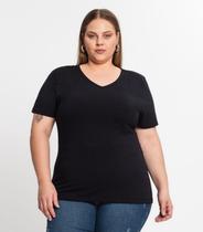 Blusa Cotton Básica Plus Size Feminina Kohmar Preto