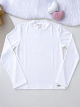 Blusa Cotton Manga Longa Infantil Menina LilyDee Cor:BrancoTamanho:12 Blusa Cotton Manga Longa Infantil Menina LilyDee Cor:BrancoTamanho:12