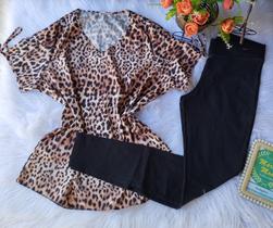 Blusa crepe onça Blusa crepe onça