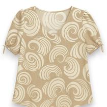 Blusa Cristã Feminina Plus Size Manga com Laço e Estampa Discreta Tecido Duna - Portal Presentes Blusa Cristã Feminina Plus Size Manga com Laço e Estampa Discreta Tecido Duna - Portal Presentes