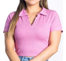 Blusa Croped Polo Feminina Sem Botões