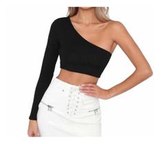 Blusa Cropedd Mula Manca Manga Longa Feminino Modinha Blusa Cropedd Mula Manca Manga Longa Feminino Modinha