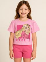 Blusa Cropeed Manga Curta Infantil Para Menina- ROSA Blusa Cropeed Manga Curta Infantil Para Menina- ROSA