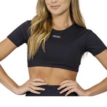 Blusa Cropped 01676 Run More tamanho:Pcor:preto