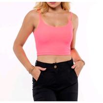 Blusa Cropped alça extra fina estilo gringa novidade feminina