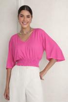Blusa cropped ampla com manga flare e lastex lunender 35592