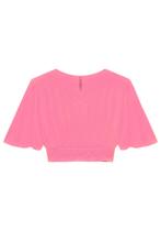 Blusa cropped ampla com manga flare e lastex lunender 35592 Blusa cropped ampla com manga flare e lastex lunender 35592