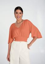 Blusa cropped ampla com manga flare e lastex lunender 35592