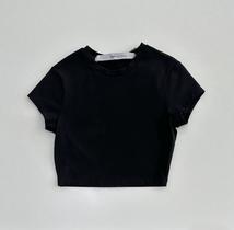 Blusa Cropped Authoria Feminina Preta Básica Versátil Casual Conforto Moda Jovem Estilo Fashion Look