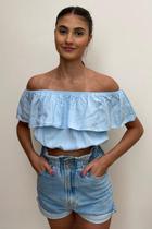 Blusa Cropped Azul Claro Blusa Cropped Azul Claro