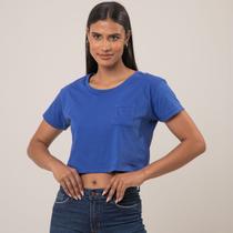 Blusa Cropped Azul Viva Básico