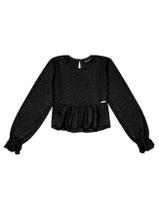 Blusa Cropped Babado Preto Dway