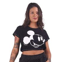 Blusa cropped baby look mickey elastico barra