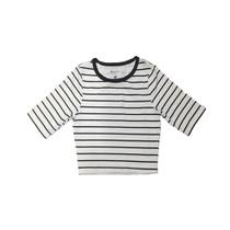 Blusa cropped, basic+, em malha algodão com poliester e elastano, ref r013 na cor listrada preta m