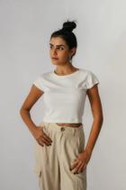 Blusa Cropped Básica Canelada de Ribana