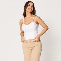 Blusa Cropped Básica com Regulagem na Alça Branco