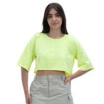 Blusa Cropped Básica Feminina Neon Verão Fresquinha Algodão