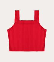 Blusa Cropped Básica Vermelha canelada