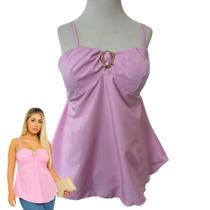 Blusa Cropped Bata Helena Regata Alçinha Com Bojo Moda Feminina Tendência 2025