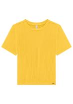 Blusa Cropped Canelada Gola Alta, Manga Curta mais Alongado - Lunender - Várias Cores