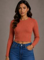 Blusa Cropped Canelada Lunender Manga Longa Feminina Casual Gênero:FemininoTamanho:PCor:Laranja Flor de Anis Blusa Cropped Canelada Lunender Manga Longa Feminina Casual Gênero:FemininoTamanho:PCor:Laranja Flor de Anis