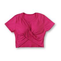 Blusa Cropped canelada manga curta transpassado gringa feminino tendência