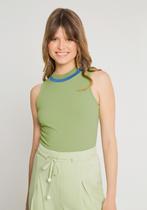 Blusa Cropped Canelado Cavado Alongado com Punho - Lunender - Verde / Preto / Laranja Blusa Cropped Canelado Cavado Alongado com Punho - Lunender - Verde / Preto / Laranja