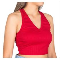 Blusa Cropped canelado nadador sem bojo feminino fashion