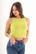 Blusa Cropped Canelado Sem Manga