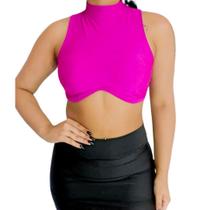 Blusa Cropped cavada gola alta alinha seio feminino