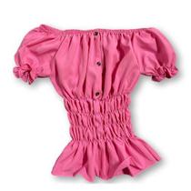 Blusa Cropped ciganinha botões e lastex feminina