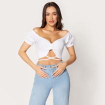 Blusa Cropped Ciganinha Branco Blusa Cropped Ciganinha Branco
