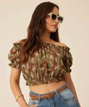 Blusa Cropped Ciganinha Feminina Animal Print Marisa-71044 Blusa Cropped Ciganinha Feminina Animal Print Marisa-71044