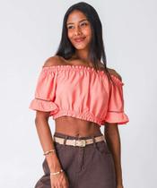 Blusa Cropped Ciganinha Feminina Babado Marisa-15693