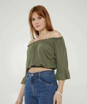 Blusa Cropped Ciganinha Feminina Manga 7/8 Marisa-70506