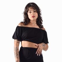 Blusa Cropped Ciganinha Lisa Basica Casual Feminina