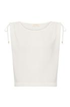 Blusa Cropped com Amarração Ombro Off White