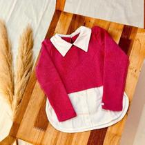 Blusa cropped com gola e camisa sobreposta Blusa cropped com gola e camisa sobreposta