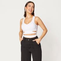 Blusa Cropped com Recorte e Bojo Branco